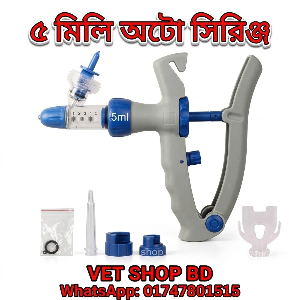 5ml Plastic Steel Automatic Injection Gun Y-type | গবাদি পশুর অটো ইনজেকশন সিরিঞ্জ